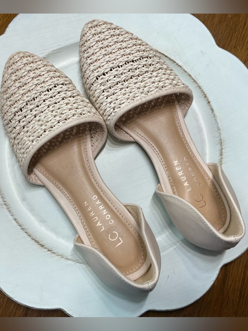 LC Lauren Conrad Blush Woven D'Orsay Slip-On Flats
